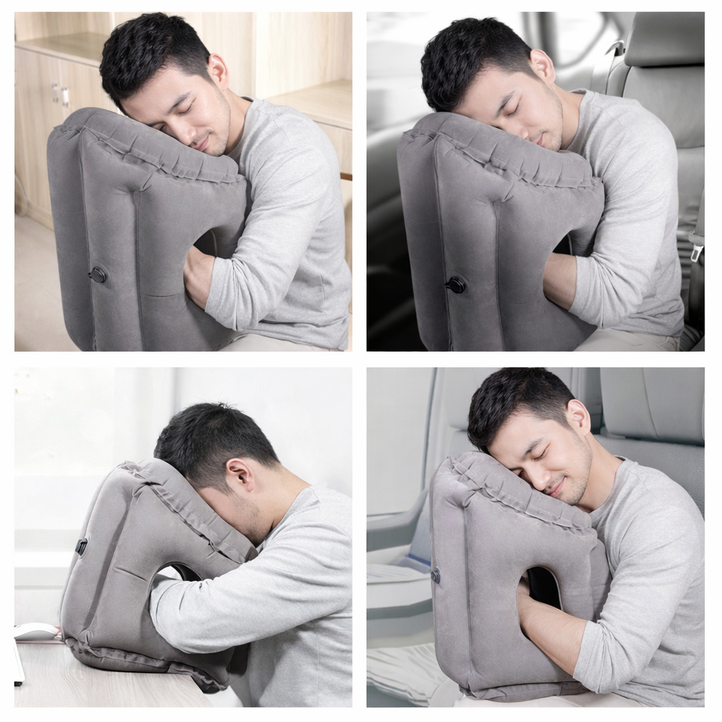 Uppblåsbar sovkudde – för kontor, resa, tupplur och flyg